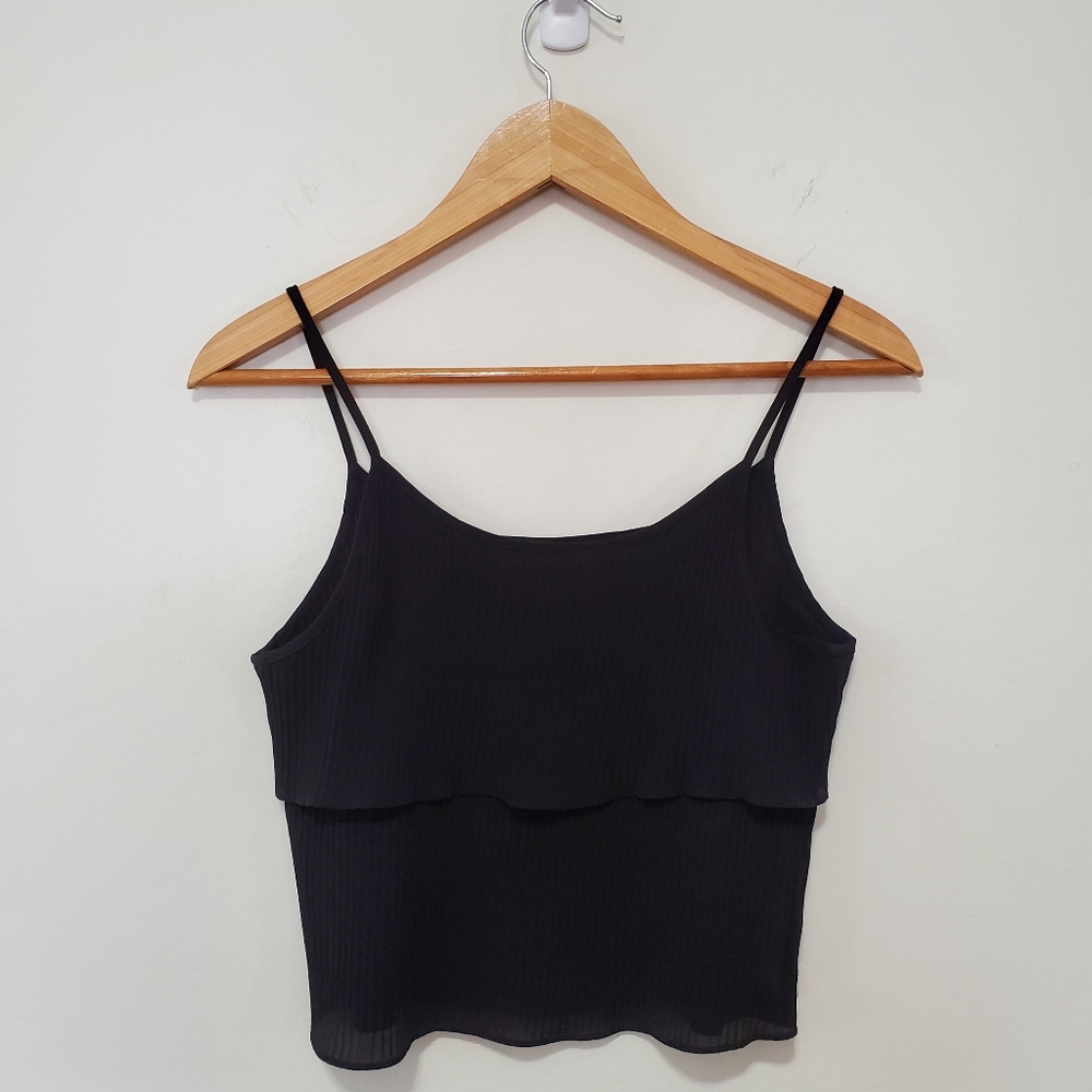 Black Ruffled Tank-Top